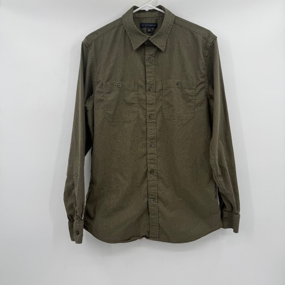 Banana Republic Shirt Men Medium Green Button Up LongSleeve Office Preppy Casual - Picture 1 of 11